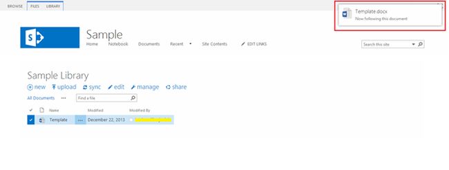 followed document in sharepoint